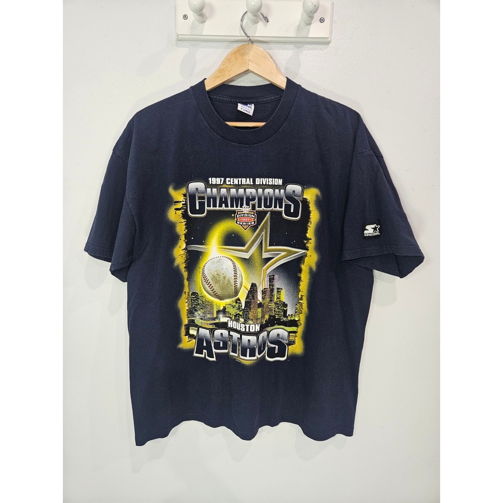Vintage Starter 1997 Houston Astros Central Division Champions T-Shirt XL Navy